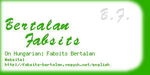 bertalan fabsits business card